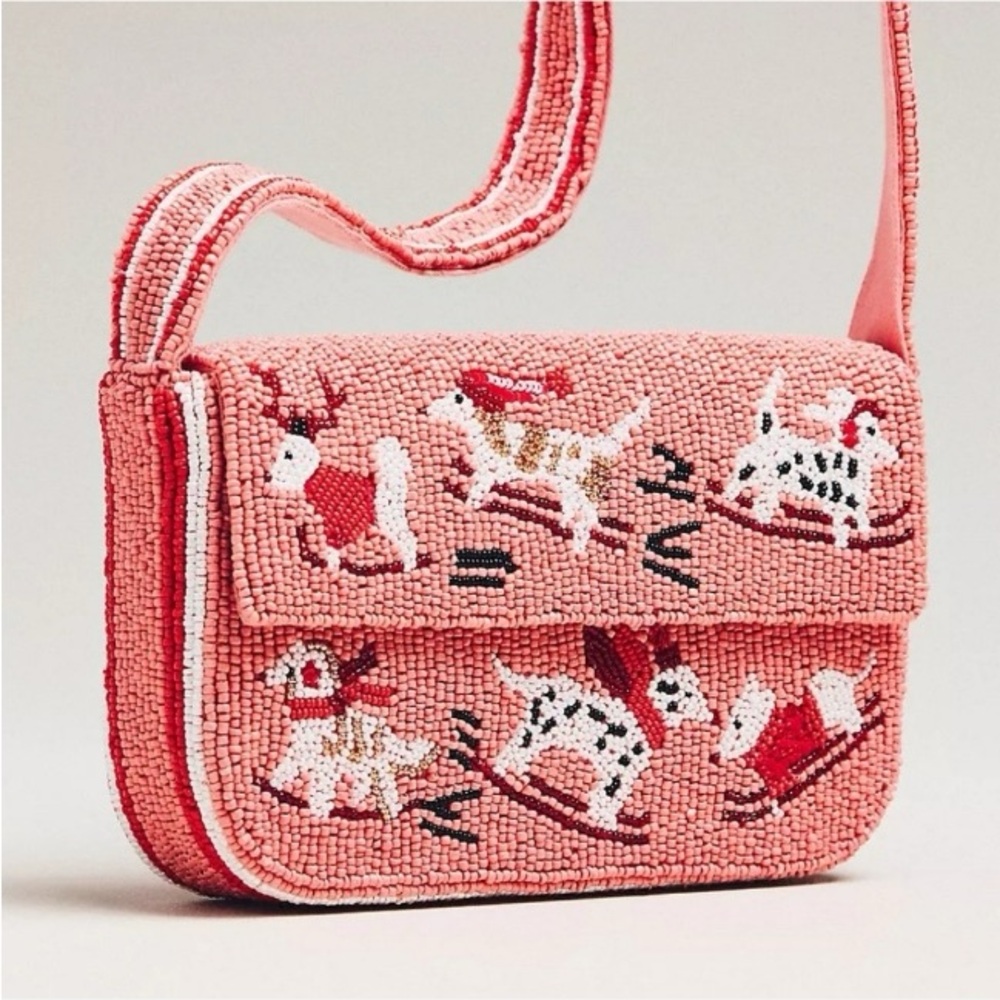 NWT Anthropologie The Fiona Beaded Bag - Sled With Dogs